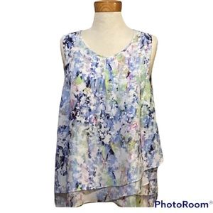 Rose & Olive sleeveless layered multicolored top size 1X